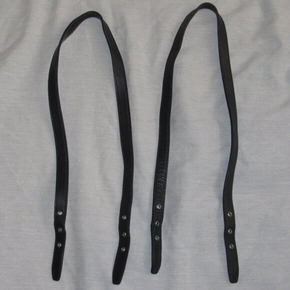 Set of 2 COACH Replacement Black Dark Brown Reversible 3 Grommet Straps 30" - Picture 2 of 4